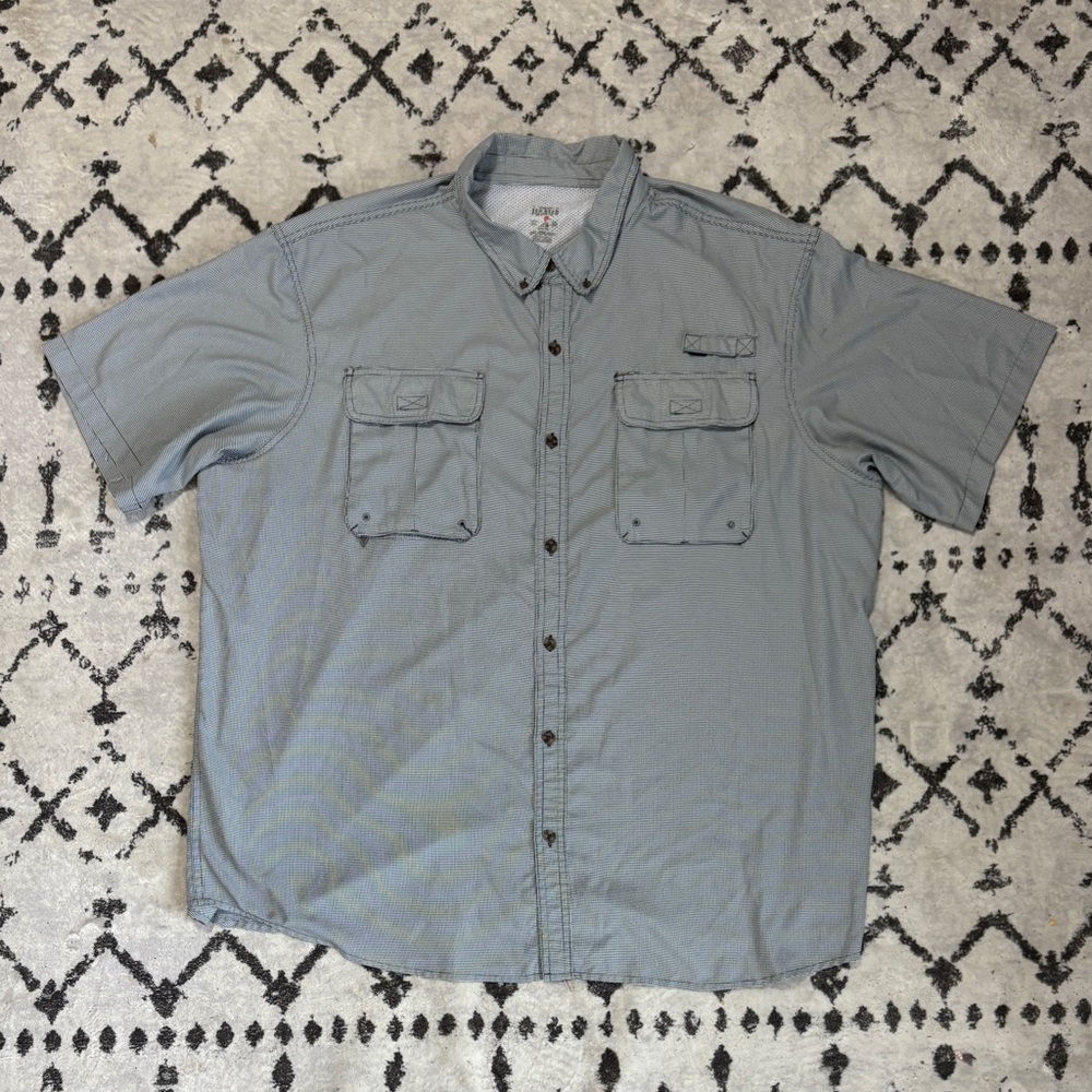 Red Head Vented Button Up Size 3XL Blue Checkered Fishing Top w/ Pockets